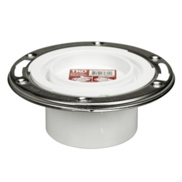 3" Hub PVC Stainless Ring Knockout closet flange, flush fit