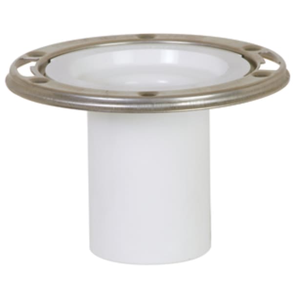 3" Inside PVC Open Closet Flange w/ Stainless Steel Swivel Ring & 4" Tailpiece