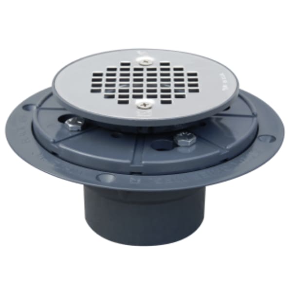 PVC 2" Shower Drain Matte Stainless Steel Round Grate 4-7/16"