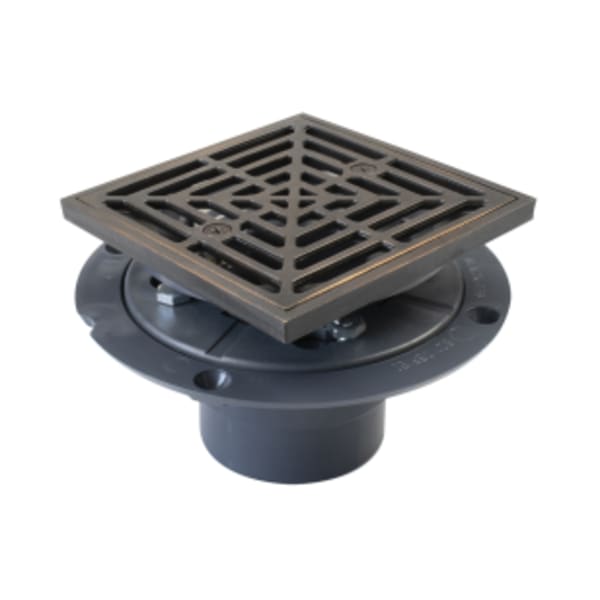 PVC 2" Shower Drain Oil Rubbed Bronze Square Grate 4-1/2"