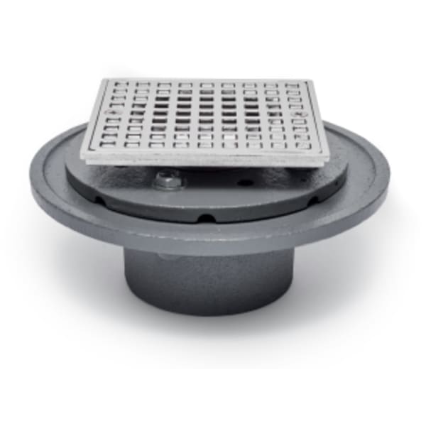 2" Drain for Shower Pan No-Hub Chrome Square Top