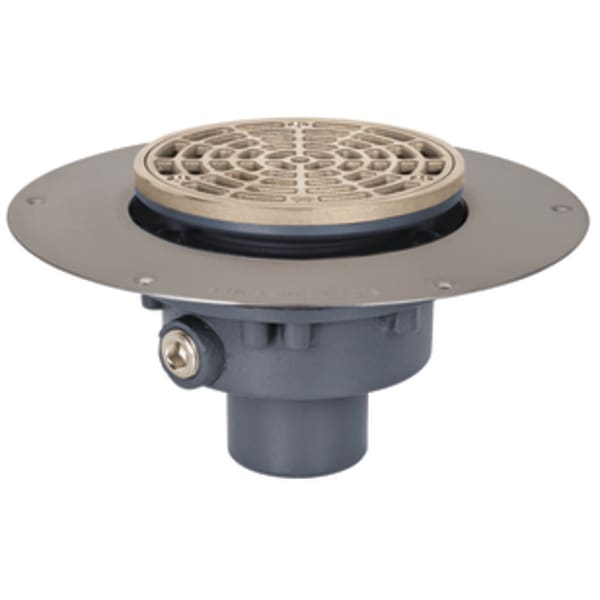 2" Round Grate Floor Drain 5-7/8" Nickel Bronze Cast Iron