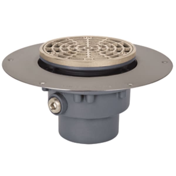 3" Round Grate Floor Drain 5-7/8" Nickel Bronze Cast Iron