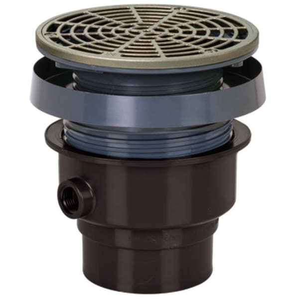 2" Solvent Weld FinishLine Complete Floor Drain with 5-1/2" Round Grate Nickel Bronze Finish ABS Body