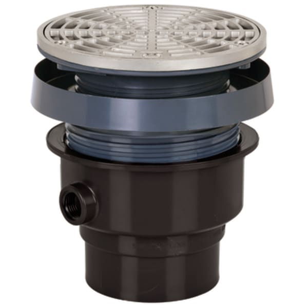 2" Sch 40 Hub ABS Base Rnd Stainless Steel Cvr Adj FD