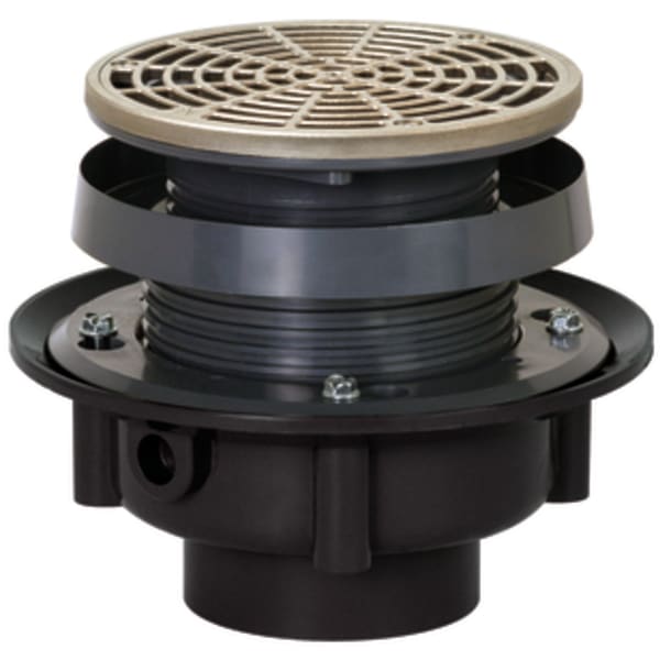 3" Solvent Weld FinishLine Complete Floor Drain with 5-1/2" Round Grate Nickel Bronze Finish ABS Body