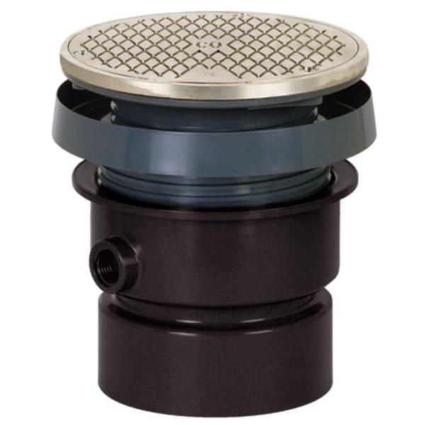 4" Solvent Weld FinishLine Complete Cleanout with Round Grate Nickel Bronze Finish ABS Body