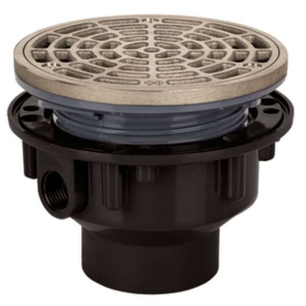 2" Solvent Weld Complete Adjustable Floor Drain with Round Grate 5-1/2" Nickel Bronze Finish ABS Body