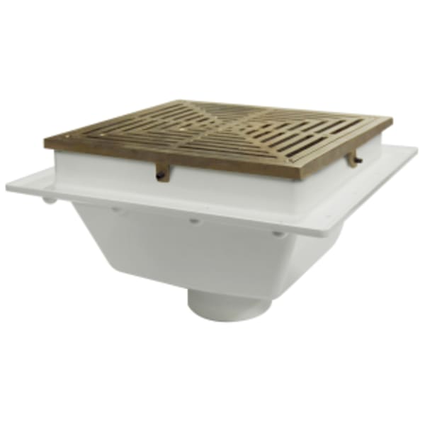 2" Solvent Weld Square Floor Sink with 11-3/4" Nickel Bronze Grate PVC Body