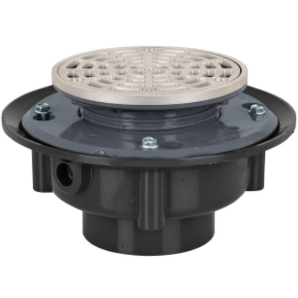 3" Solvent Weld Round Above-Grade Floor Drain 5-1/2" Top Stainle Stainless Steel Steel Finish