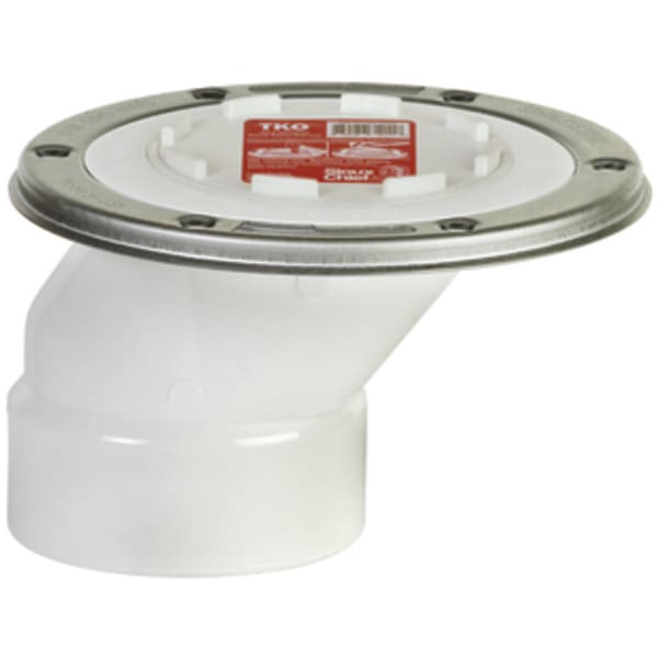 3" x 4" PVC Full Flush 889-Series Gasketed Offset Closet Flange with TKO Knockout