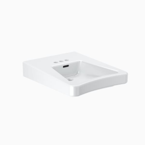 Wall-Mounted Wheelchair Lavatory (SS3004 STD WALL HUNG SINK ADA 4" C'SET) White, vitreous china wall hung wheelchair lavatory with rear overflow