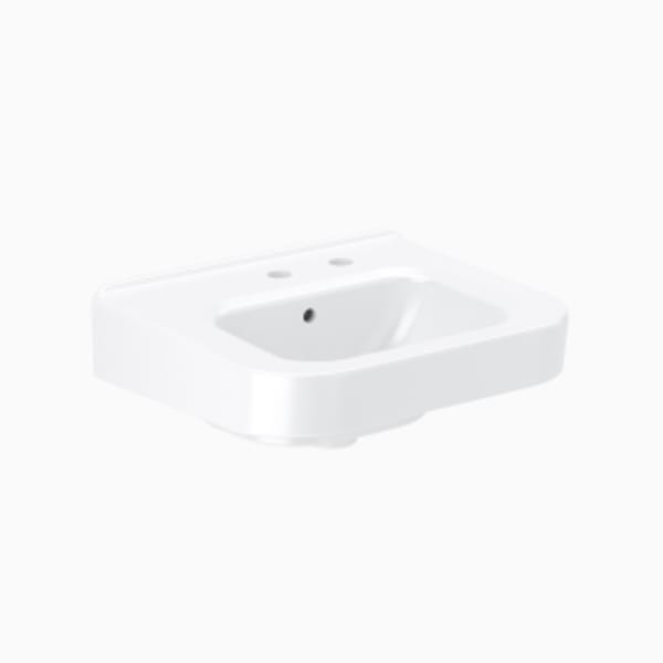 Wall-Mounted Lavatory (SS3306 WH LEDGEBACK LAV 1 HOLE RH SOAP) White, vitreous china wall hung lavatory with ledgeback