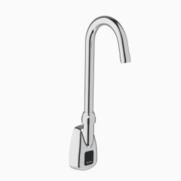 Optima® Sensor Faucet (EBF550 CP BATTERY FAUCET 1.5 GPM) Commercial Grade, ADA Compliant, Electronic, Sensor-Activated, Brass Gooseneck Hand Washing Faucet with the following features: - Single Hole in Polished Chrome