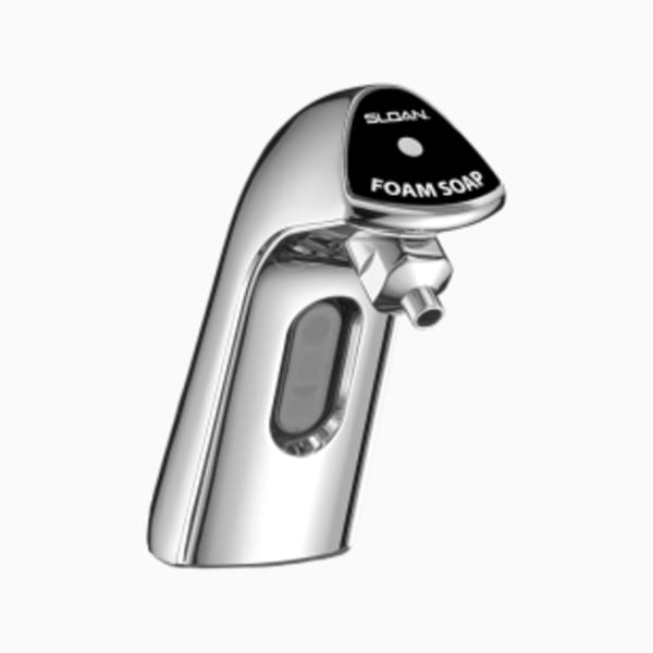 HEALTHMINDER® Soap Dispenser (SJS1750 BELOW DECK FOAM SOAP DISPENSER) Sensor Activated, Electronic, Chrome Plated Metal Spout, Foam Soap Dispenser with the following features: - in Polished Chrome