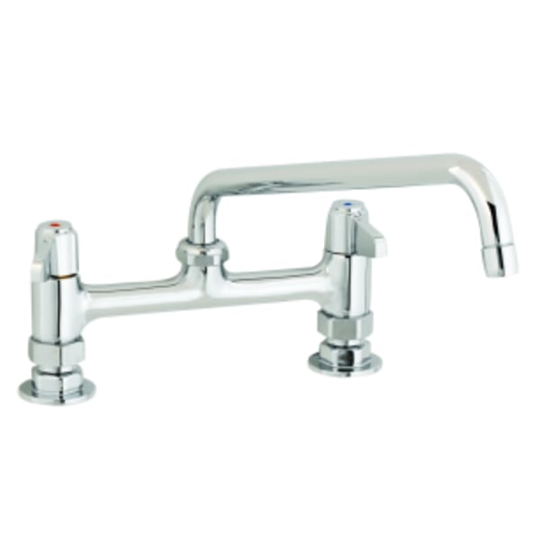 equip 8" Deck Mount Faucet, Lever Handles, 10" Swing Nozzle & 1/2" NPT Supply Nipple Kit