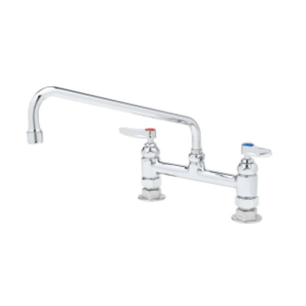 Double Pantry Faucet, Deck Mount, 8" Centers, 12" Swing Nozzle (062X), Lever Handles