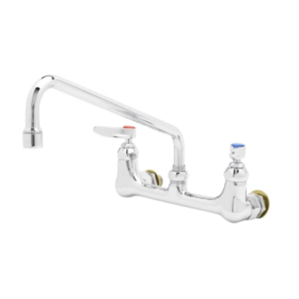 Double Pantry Faucet, Wall Mount, 8" Center, 12" Swing Nozzle (062X), 1/2"NPT Male Inlets