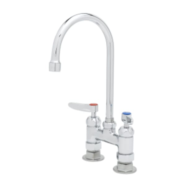 4" c/c Double Pantry Faucet, Swivel Gooseneck, Lever Handles, 00AA Inlets & Ceramas