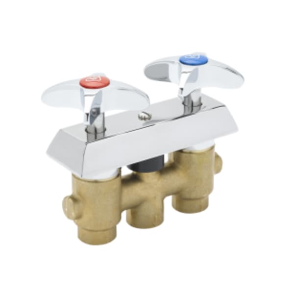 Concealed Mixing Faucet, Wall Mount, 3/8" NPT Inlets & Outlet, 4-Arm Handles