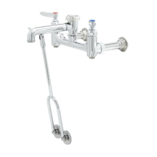 Service Sink Faucet, Wall Mount, 8" Centers, Built-In Stops, Vacuum Breaker, Polished