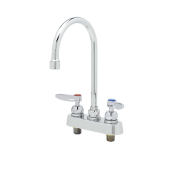 Workboard Faucet, 4" Deck Mount, Ceramas, Swivel Gooseneck, 2.2 GPM Aerator, Lever Handles
