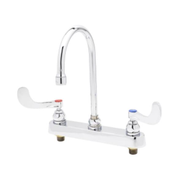 8"c/c Deck Mount Workboard Faucet,4"Wrist Action Handles,133X Swivel Gooseneck