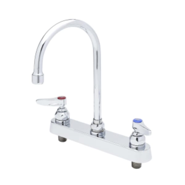 Workboard Faucet, Deck Mount, 8" Centers, 6" Swivel Gooseneck, Lever Handles