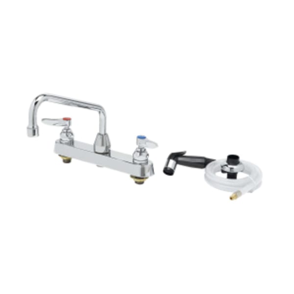 Workboard Faucet, Deck Mount, 8" Centers, 8" Swing Nozzle, Diverter, Hose & Side Spray