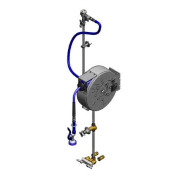 Hose Reel Assembly, 3/8" x 30' Closed SS Hose Reel, Exposed Piping & Accessories