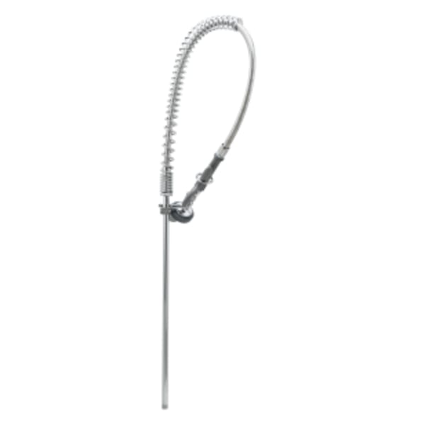 Pre-Rinse Assembly, 44" Stainless Steel Hose, Self-Closing Squeeze Valve, Wall Bracket