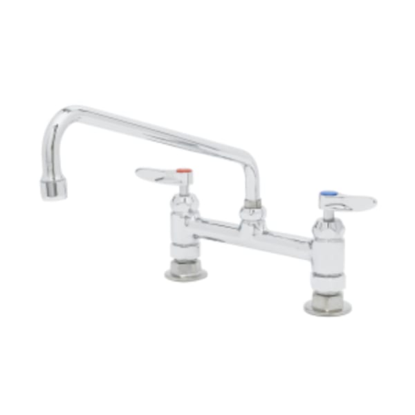 8" Deck Mount Base Faucet With Ceramic Cartridges, 12" Swivel Nozzle & Lever Handles