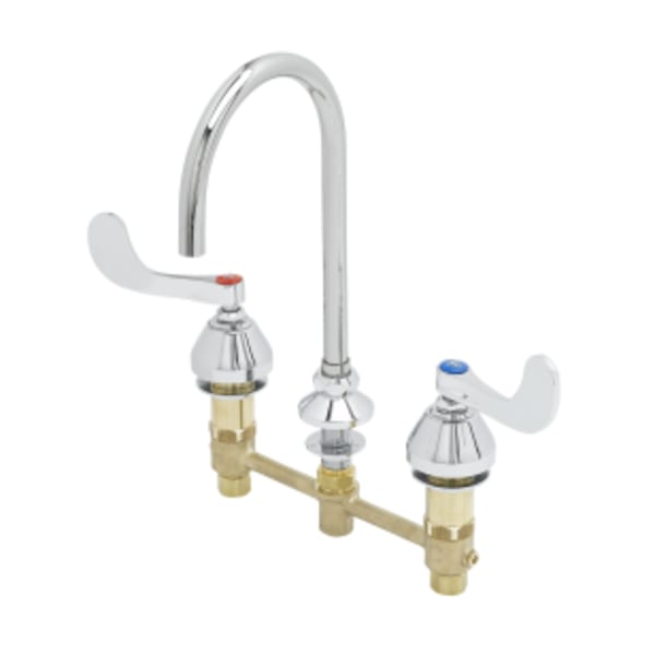 Concealed Widespread Faucet, 8" Centers, 133XP-F05 Swivel Gooseneck, 0.5 GPM Flow Control