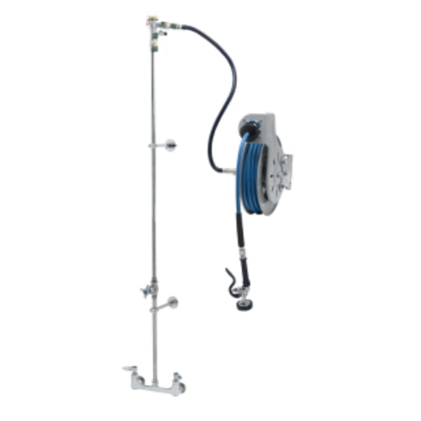 Hose Reel System, 3/8" ID x 35' Open Hose Reel, Vac Brkr, Exposed Piping and Accessories