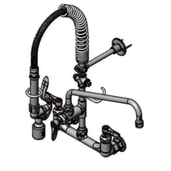 Mini-PRU: 8" Wall Mount, B-0107-C, 12" Swing Nozzle, Eternas & Lever Handles, 4-Way Cross