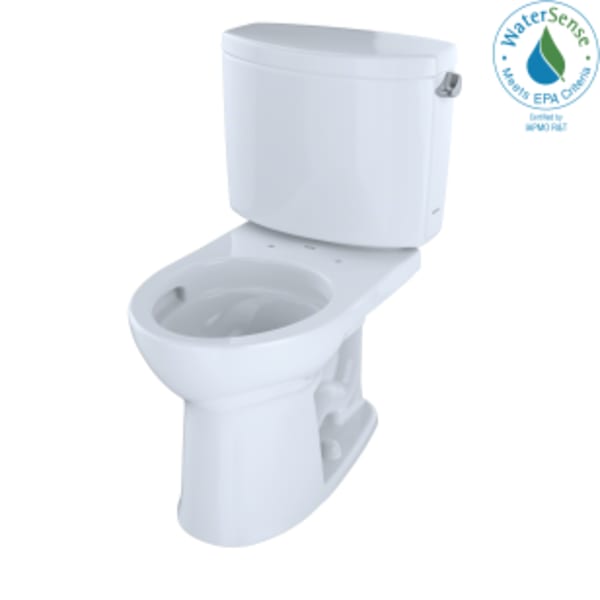 TOTO® Drake® II Two-Piece Round 1.28 GPF Universal Height Toilet with CEFIONTECT and Right-Hand Trip Lever, Cotton White - CST453CEFRG#01