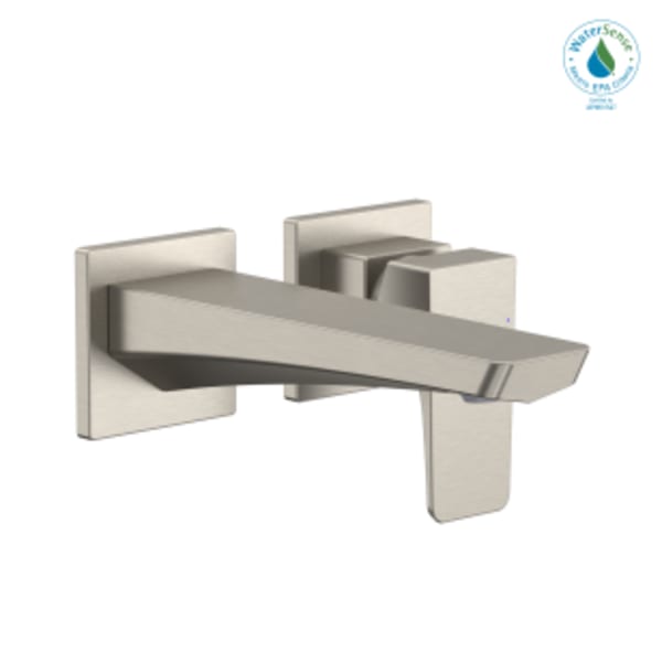 TOTO® GE 1.2 GPM Wall-Mount Single-Handle Bathroom Faucet with COMFORT GLIDE Technology, Brushed Nickel - TLG07307U#BN