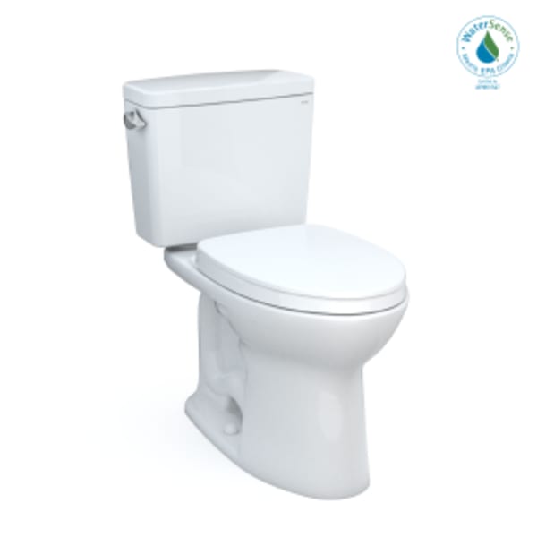 TOTO® Drake® Two-Piece Elongated 1.28 GPF Universal Height TORNADO FLUSH ® Toilet with 10" Rough-In, CEFIONTECT®, and SoftClose® Seat, WASHLET®+ Ready, Cotton White - MS776124CEFG.10#01