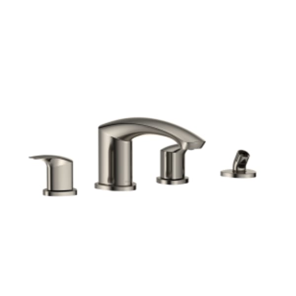 TOTO® GM Two-Handle Deck-Mount Roman Tub Filler Trim with Handshower, Polished Nickel - TBG09202U#PN