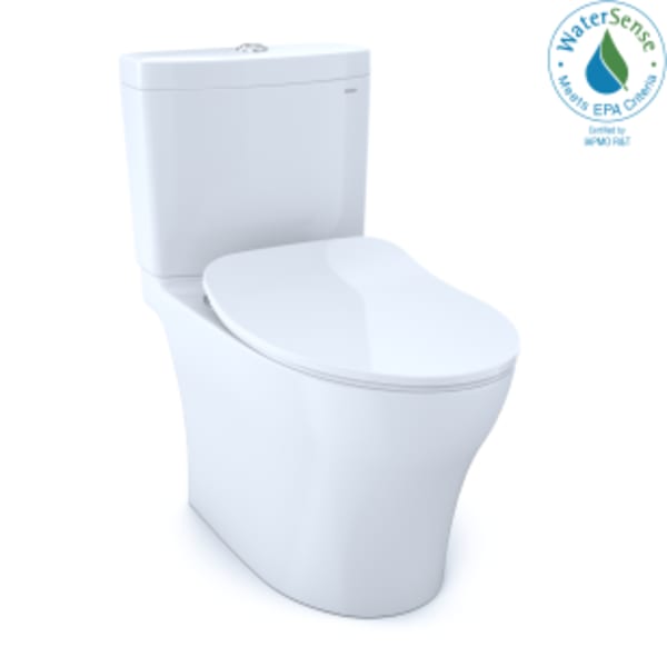 TOTO® Aquia® IV Two-Piece Elongated Dual Flush 1.28 and 0.9 GPF Toilet with CEFIONTECT® and SoftClose® Seat, WASHLET®+ Ready, Cotton White - MS446234CEMFGN#01