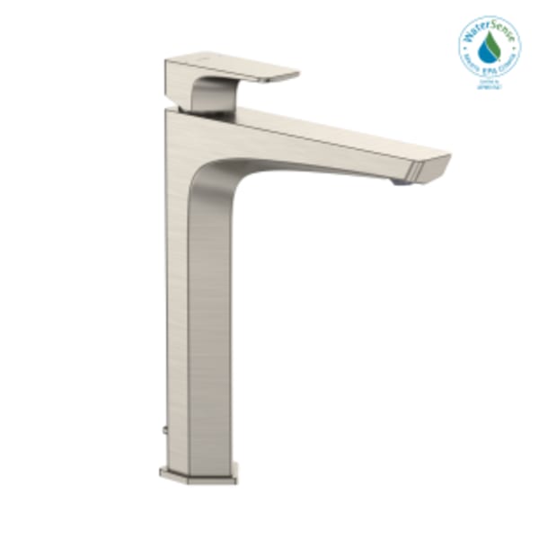 TOTO® GE 1.2 GPM Single Handle Vessel Bathroom Sink Faucet with COMFORT GLIDE Technology, Brushed Nickel - TLG07305U#BN