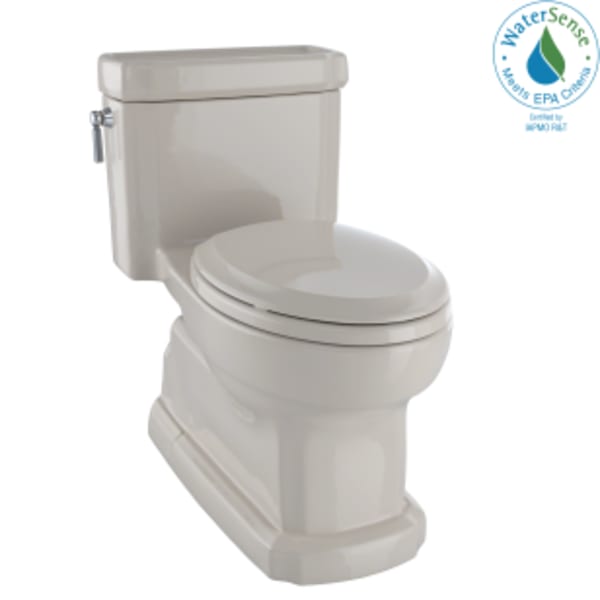 TOTO® Eco Guinevere® Elongated 1.28 GPF Universal Height Skirted Toilet with CEFIONTECT® and SoftClose Seat, Bone - MS974224CEFG#03