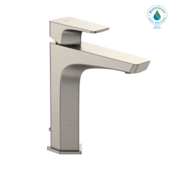 TOTO® GE 1.2 GPM Single Handle Semi-Vessel Bathroom Sink Faucet with COMFORT GLIDE Technology, Brushed Nickel - TLG07303U#BN