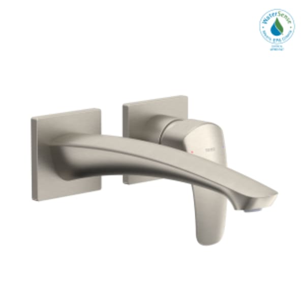 TOTO® GM 1.2 GPM Wall-Mount Single-Handle Long Bathroom Faucet with COMFORT GLIDE Technology, Brushed Nickel - TLG09308U#BN