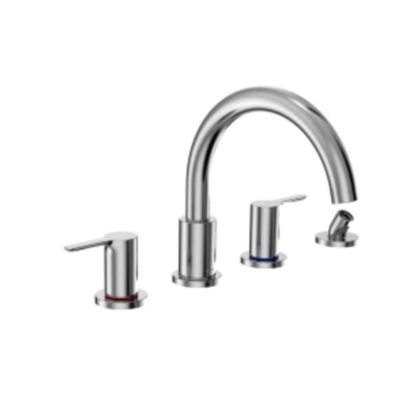 TOTO® LB Two-Handle Deck-Mount Roman Tub Filler Trim with Handshower, Polished Chrome - TBS01202U#CP
