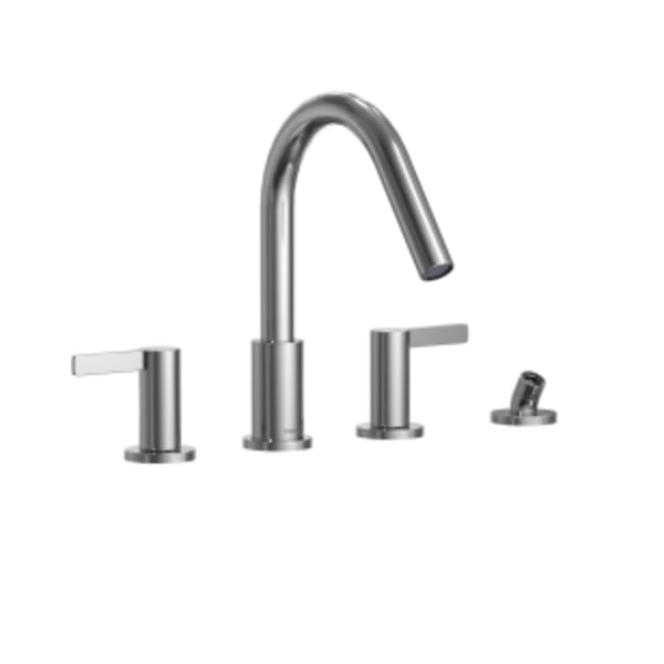 TOTO® GF Two Lever Handle Deck-Mount Roman Tub Filler Trim with Handshower, Polished Chrome - TBG11202UA#CP