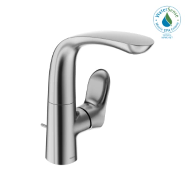 TOTO® GO 1.2 GPM Single Side-Handle Bathroom Sink Faucet with COMFORT GLIDE Technology and Drain Assembly, Polished Chrome - TLG01309U#CP