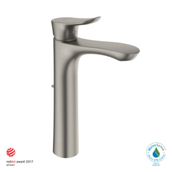 TOTO® GO 1.2 GPM Single Handle Vessel Bathroom Sink Faucet with COMFORT GLIDE™ Technology, Brushed Nickel - TLG01307U#BN