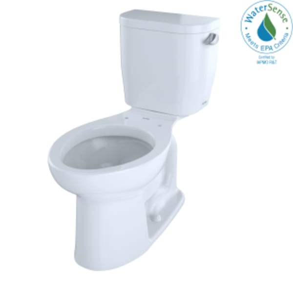 TOTO® Entrada™ Two-Piece Elongated 1.28 GPF Universal Height Toilet with Right-Hand Trip Lever, Cotton White - CST244EFR#01