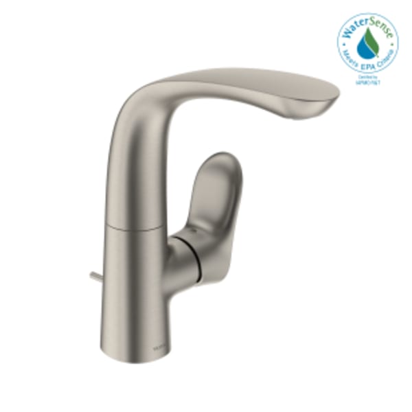 TOTO® GO 1.2 GPM Single Side-Handle Bathroom Sink Faucet with COMFORT GLIDE Technology and Drain Assembly, Brushed Nickel - TLG01309U#BN